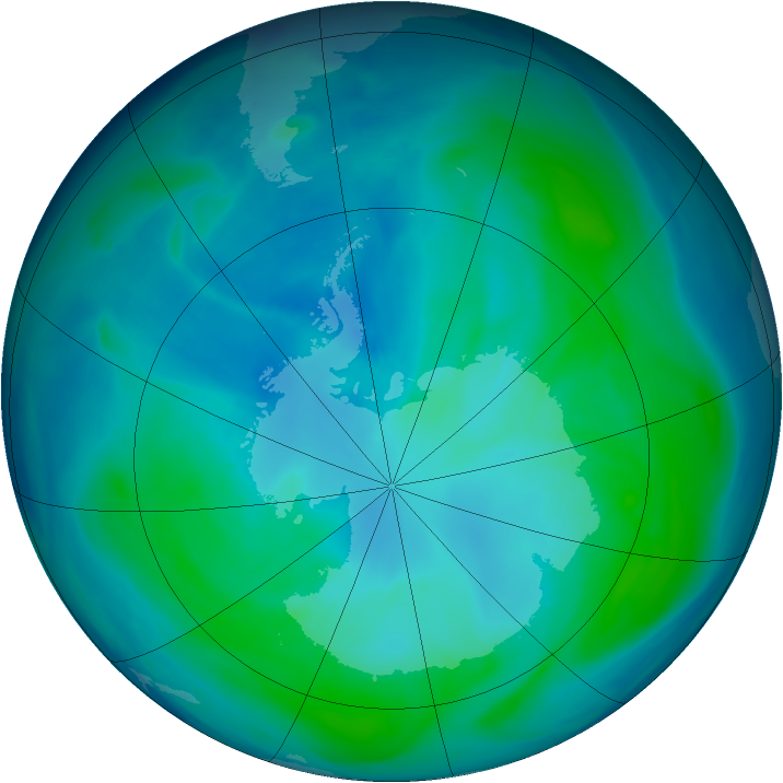 Antarctic ozone map for 23 January 2007
